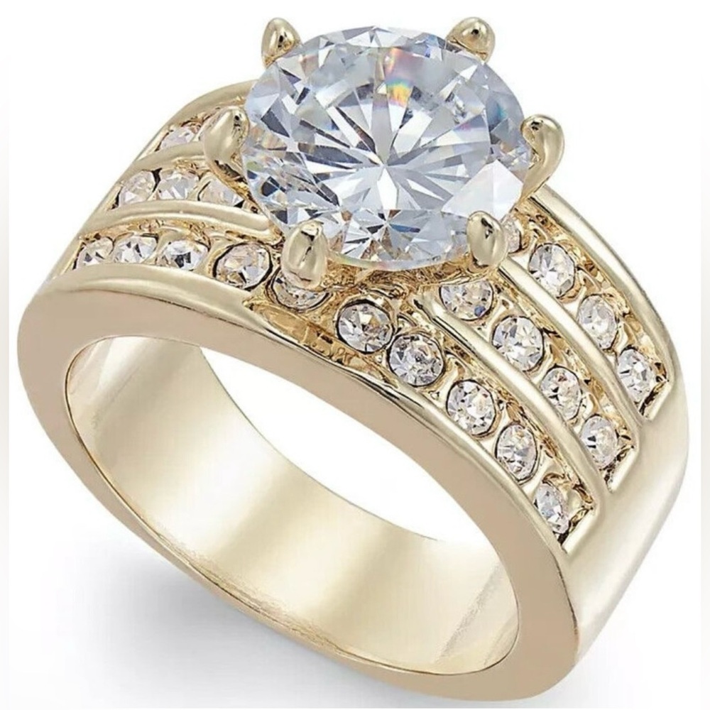 💍New Macy’s Charter Club Gold Plated Engagement Cubic Zirconia CZ Women's Ring 7